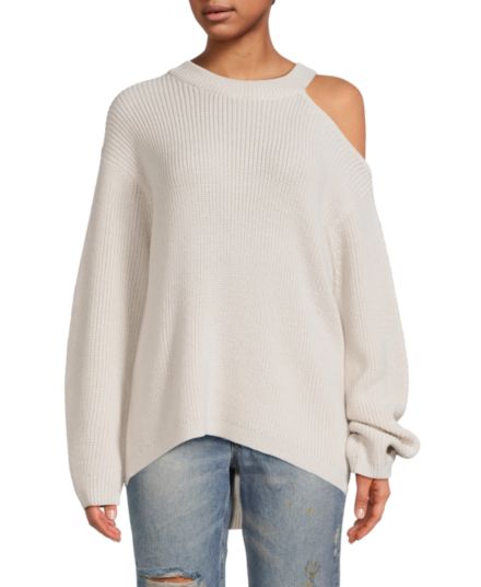 Wool Blend Cold Shoulder Sweater Velvet