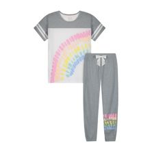 Sleep On It Girls Tie-Dye Rainbow 2-Piece Pajama Pants Sleep Set Sleep On It