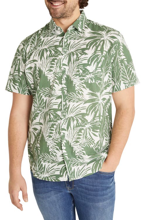 Loxton Classic Fit Leaf Print Short Sleeve Cotton Button-Up Shirt Johnny Bigg