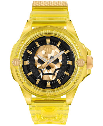 Мужские часы The $kull с желтым прозрачным силиконовым ремешком 45 мм Philipp Plein