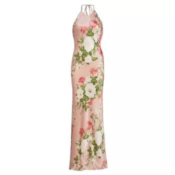 Шелковое платье с цветочным принтом Jeany REFORMATION