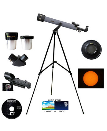 Комплект рефрактора для дневного и ночного наблюдения 600 мм x 50 мм с крышкой солнечного фильтра Galileo