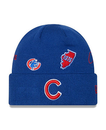 Мужская вязаная шапка с манжетами Royal Chicago Cubs Identity New Era