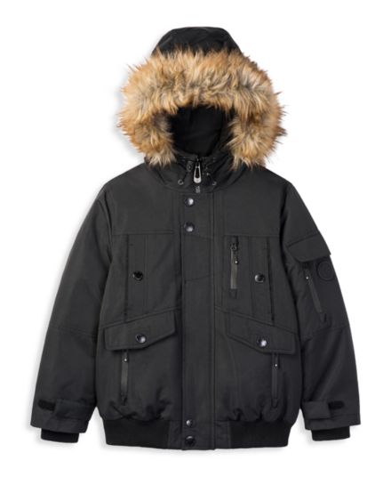 Утепленная куртка-бомбер с капюшоном из искусственного меха NOIZE