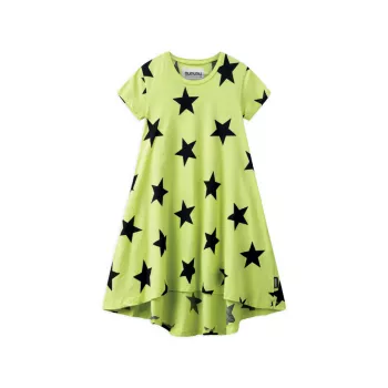 Little Girl's &amp; Girl's Star Print High-Low T-Shirt Dress Nununu