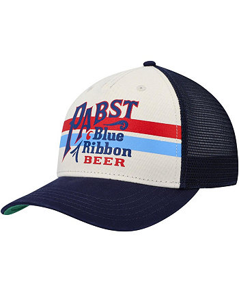 Men's  Cream, Navy Pabst Blue Ribbon Sinclair Snapback Hat American Needle