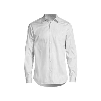 Pinstriped Poplin Button-Front Shirt CLUB MONACO