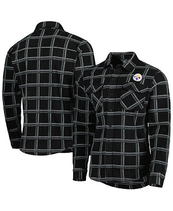 Мужская фланелевая куртка-рубашка на пуговицах Pittsburgh Steelers Industry черного цвета Antigua