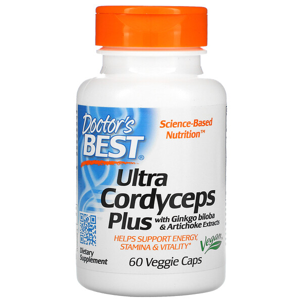 Ultra Cordyceps Plus с экстрактами гинкго билоба и артишока, 60 растительных капсул Doctor's Best
