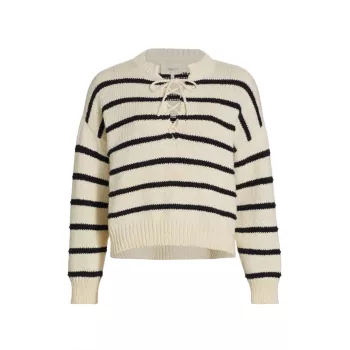 The Sea Stripe Lace-Up Sweater The Great