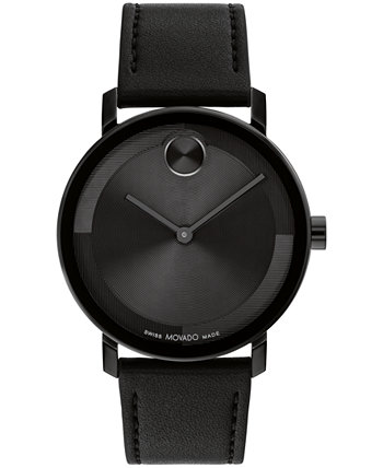 Men's Bold Evolution 2.0 Swiss Quartz Black Leather Watch 40mm Movado