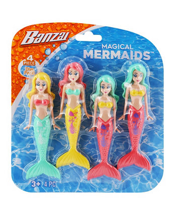 Набор из 4 предметов для погружения в бассейн с водой - Куклы-русалки Banzai