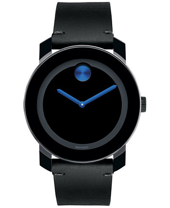 Мужские часы Swiss Bold с черным кожаным ремешком, 42 мм, 3600307 Movado