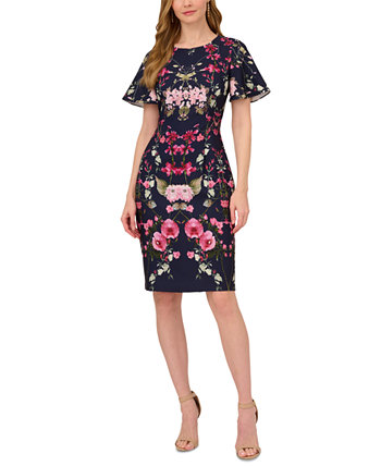 Женское креповое платье с цветочным принтом и рукавами до локтя Adrianna Papell