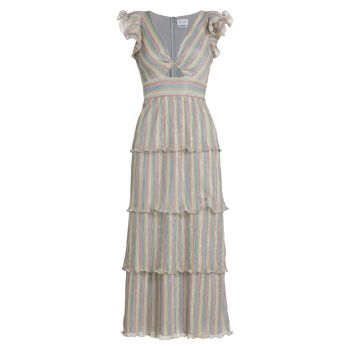 Lyla Pleated Candy Stripe Midi-Dress SAYLOR
