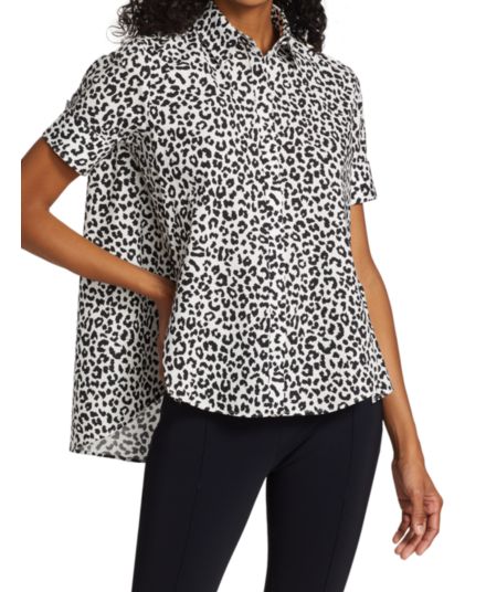 High-Low Leopard-Print Shirt Adam Lippes