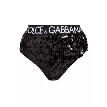 Трусики-бикини с логотипом и пайетками Dolce & Gabbana