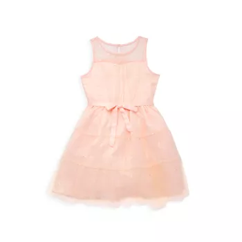 Little Girl's &amp; Girl's Sparkle Mesh Dress Blush by Us Angels