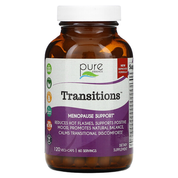 Transitions, Поддержка менопаузы, 120 растительных капсул Pure Essence
