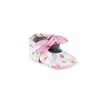 Baby Girl's Princesses Knotted Bow Rubber Sole Moccasins Freshly Picked