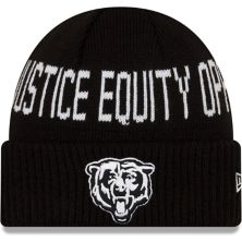 Мужская вязаная шапка New Era Black Chicago Bears Team Social Justice с манжетами New Era