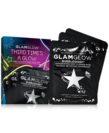 3 шт. Third Time's A Glow BUBBLESHET Набор тканевых масок для глубокого очищения GLAMGLOW