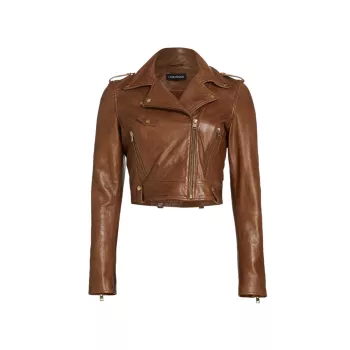 Ciara Leather Cropped Biker Jacket LAMARQUE