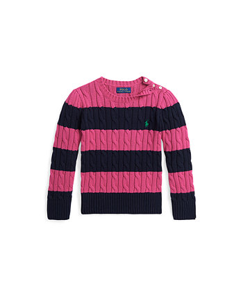 Big Girls Striped Cable-Knit Cotton Sweater Ralph Lauren