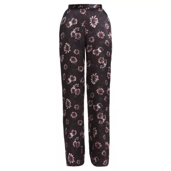 Питоновые шелковые брюки с цветочным принтом Rachel Comey