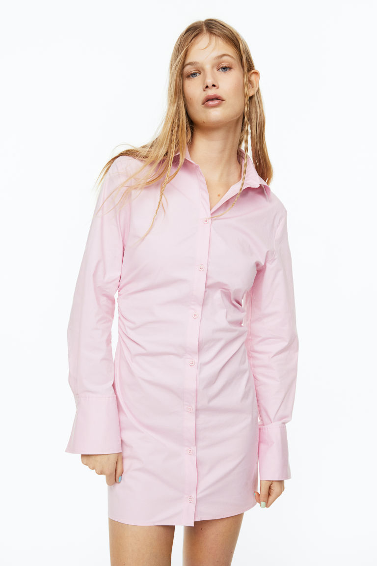 Платье-рубашка из поплина со сборками H&M