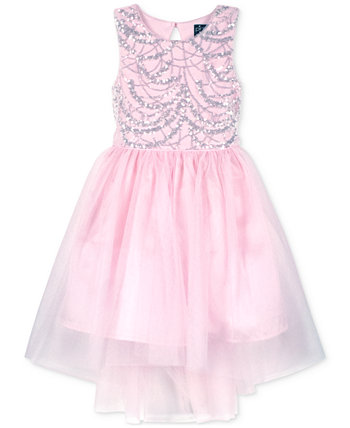 Toddler Girls & Little Girls Sequined Mesh High-Low Dress Pink & Violet