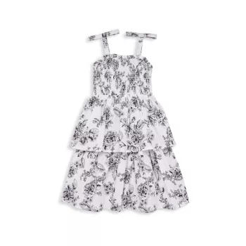 Little Girl's &amp; Girl's Floral Print Tiered Dress RACHEL PARCELL