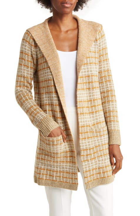 Клетчатое пальто-свитер с капюшоном Cyrus