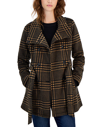 Juniors' Belted Double-Breasted Micro Fleece Trench Coat BCX