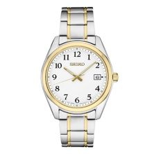 Мужские часы Seiko Essential из двухцветной нержавеющей стали с белым циферблатом — SUR460 Seiko