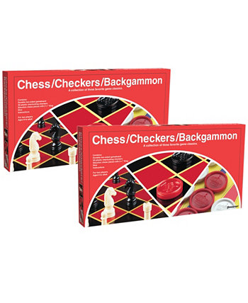 Шахматы, шашки, настольная игра в нарды, набор из 2 шт. Pressman Toy