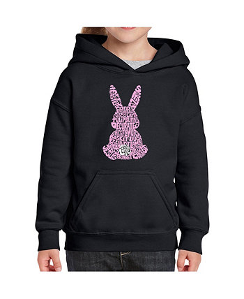 Big Girl's Word Art Hooded Sweatshirt - Easter Bunny LA Pop Art