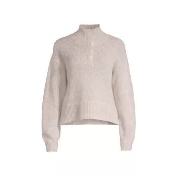 Boxy Snap-Front Turtleneck Sweater 525 America
