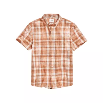 Tuscumbia Plaid Short-Sleeve Cotton Shirt Billy Reid