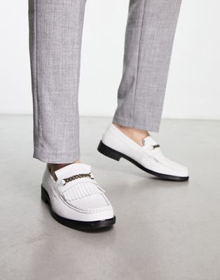 H by Hudson Exclusive Archer loafers in white leather  H by Hudson