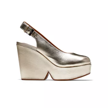Dylan9 Metallic Leather Wedges Clergerie