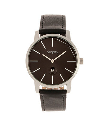 Кварц The 4700 черный циферблат, часы из натуральной черной кожи 40 мм Simplify
