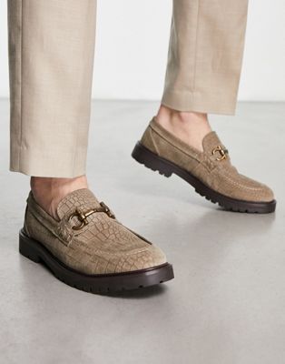 H by Hudson Exclusive Alevero loafers in taupe croc suede H by Hudson