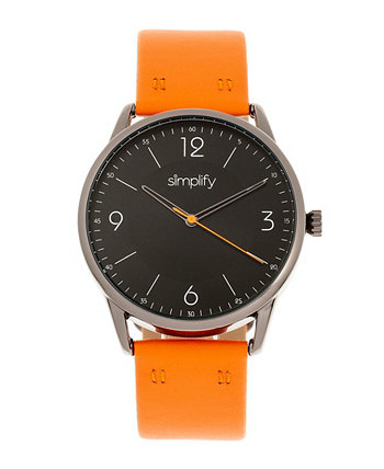 Кварцевые часы 6300 с черным циферблатом, из натуральной оранжевой кожи, 41 мм Simplify
