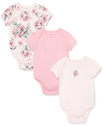Боди с цветочным принтом и короткими рукавами для новорожденных девочек, упаковка из 3 шт. Little Me