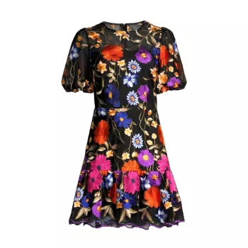 Yasmin Embroidered Floral Minidress MILLY