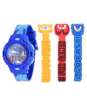 Детские унисекс часы Sega Sonic the Hedgehog с синим силиконовым ремешком, комплект 35,5 мм ACCUTIME