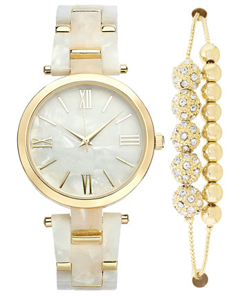 Женские часы-браслет золотистого цвета с перламутром (38 мм) и браслет-слайдер, созданные для Macy's I.N.C. International Concepts