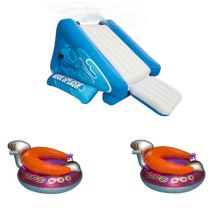 Intex Kool Splash Inflatable Pool Water Slide & 2 Swimline Inflatable UFO Chair Intex