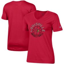 Женская красная баскетбольная футболка с V-образным вырезом Champion® Louisville Cardinals Champion